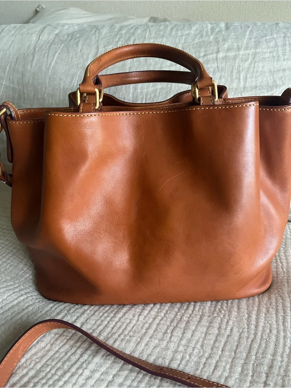 Dooney & Bourke Florentine Brown Leather Barlow Satchel - Convertible